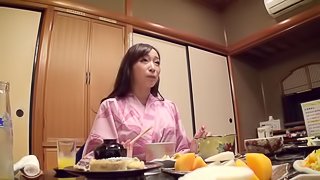Ardent and salacious Japanese bitch teases her tits and blows a cock in the shower