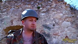 Arab woman gives a hot blowjob to a French soldier
