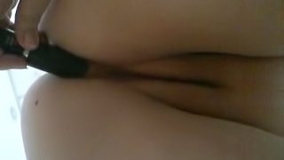 Was horny at work and decided to fuck my asshole with a dildo in the toilet